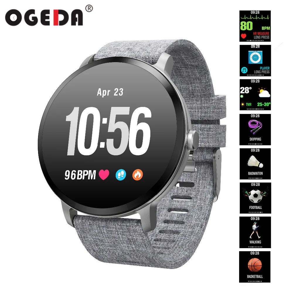 OGEDA V11 smart watch IP67 водонепроницаемый закаленное стекло активности Фитнес трекер монитор сердечного ритма поля Для мужчин wo Для мужчин smart watch
