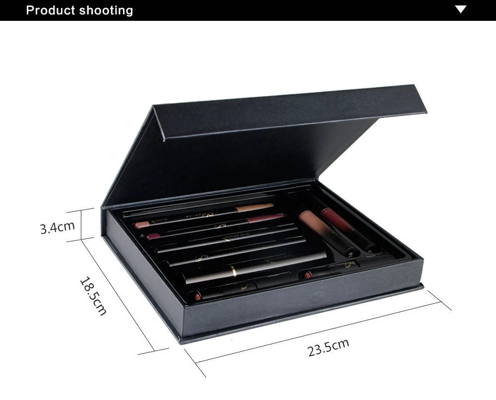 Magic Mirror Makeup Kit Eyelashes mascara + eyeliner + Eyebrow pencil + Lip liner + Liquid lipstick Long Lasting Brand Make Up (10)