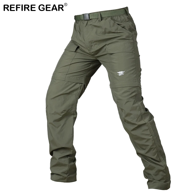 Refire gear камуфляжные уличные отстегивающиеся брюки мужские летние походные быстросохнущие брюки до колен на молнии съемные походные брюки