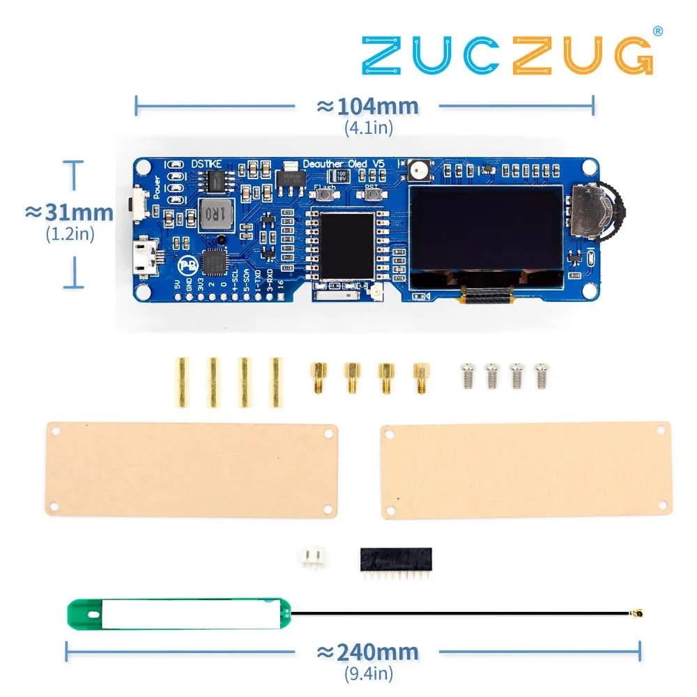 DSTIKE WiFi Deauther O светодиодный V5 WiFi атака/контроль/Тест Инструмент ESP8266 1.3O светодиодный 8dB антенна 18650 зарядное устройство RGB светодиодный без PB