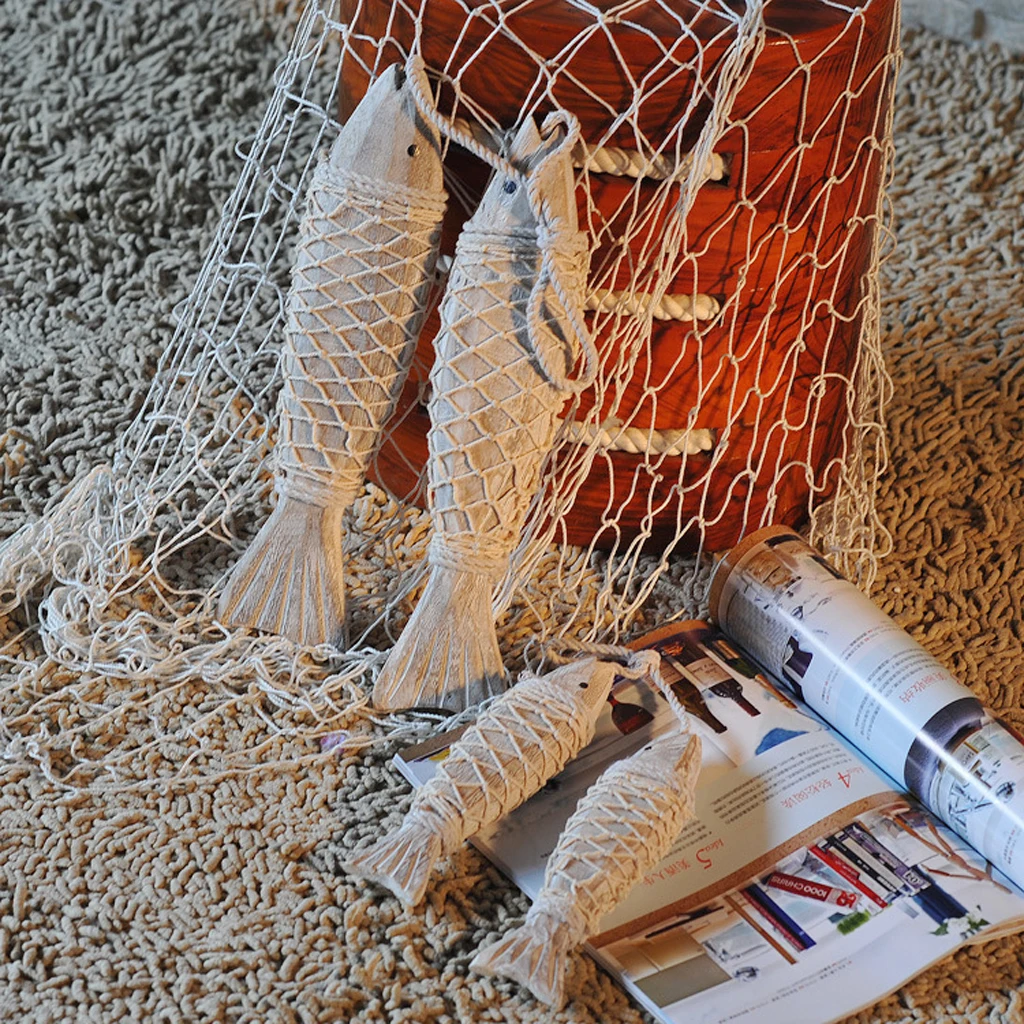 New Hot Sale 2x Rustic Coastal Hand Carved Hanging Wood Marine Fish