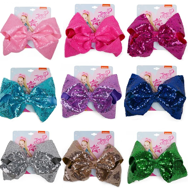 

8"party with Sequin Hair Bows for Girls with Clips Bowknot Handmade Hair Decoration Party Favor for Girls Jojo Bows Large