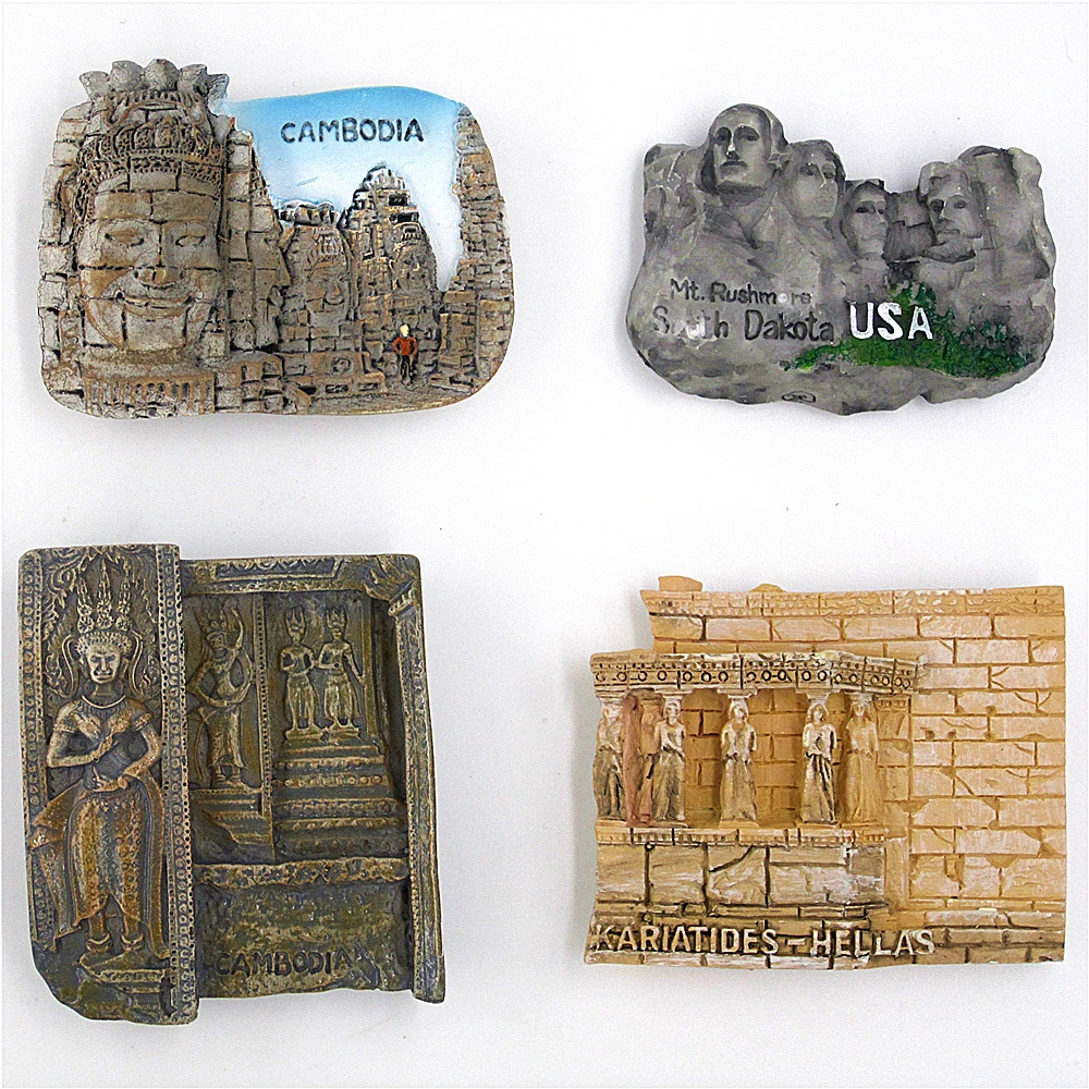 

Refrigerator Fridge Magnet Souvenir Message Sticker Countries Cambodia Greece USA Hand-painted 3D Resin HomeRoom Decor for Kid