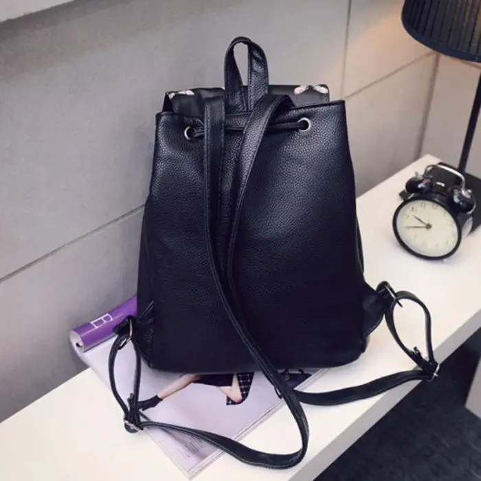Простой Модный женский кожаный рюкзак на шнурке, дорожные сумки через плечо для девушек, студенток, школьная сумка, большая вместительность, новинка
