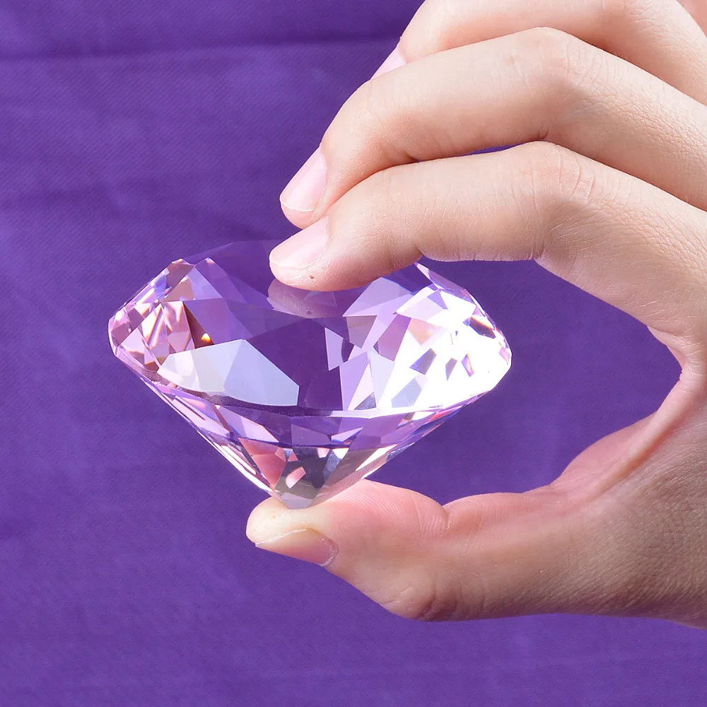 60mm Pink Diamond Cut Glass Gems Crystal Craft Birthday Party Decorations Adult Romantic