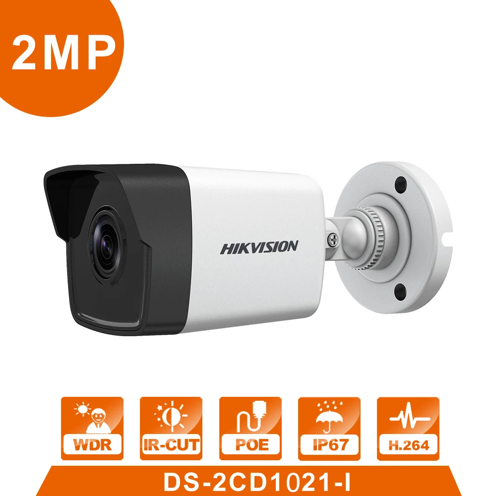 

Original Hikvision DS-2CD1021-I 2MP 1080P Mini Bullet POE IP Camera Home/Outdoor Security System IR30m IP67 CCTV Surveillance
