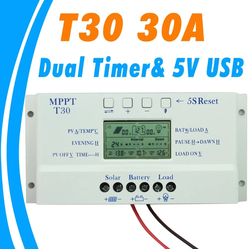 2018 NEW Solar Charge Controller 30A MPPT PWM Voltage Settable LCD dispaly Light and dual timer control 30A 12v 24v auto work 2018 NEW Solar Charge Controller 30A MPPT PWM Voltage Settable LCD dispaly Light and dual timer control 30A 12v 24v auto work
