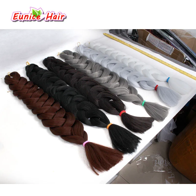Cabelo Trança de Crochê Uma Peça 82 Polegada Cor Jumbo Trança de Cabelo Sintético Kanekalon 165 G/peça Puro Trança Extensões de Cabelo 16 extension kanekalon