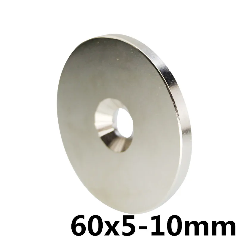

60mm x5mm Hole 10mm N35 Super Neodymium Round Ring Permanent Magnet 60*5-10 search magnet