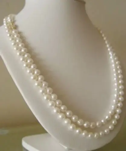 

Hot sale new Style >>>>>Long 50" 7-8mm Genuine Natural White Akoya Cultured Pearl 14K GP Clasp Necklace