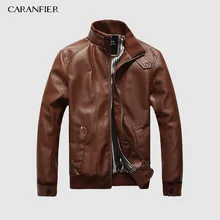 CARANFIER мужские кожаные куртки Твердые Стенд воротник повседневные пальто мотоциклетные корейский хип хоп Верхняя одежда Тонкий молнии пу пальто