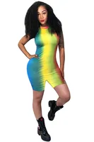 Multi-color gradient slimming jumpsuit casual H9425