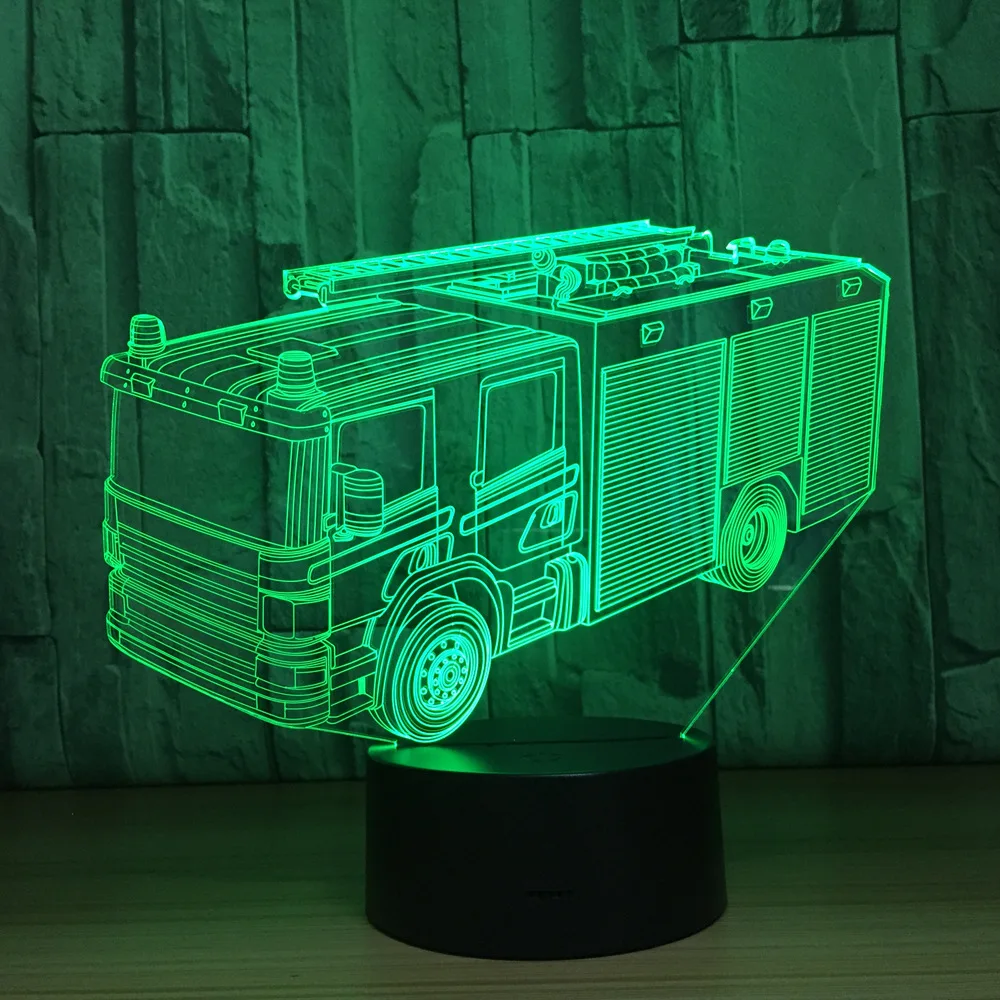 Огненный двигатель автомобиля 3D лампа 7 цветов светодиодный ночник для детей сенсорный светодиодный USB Настольный Lampara Lampe детский спальный ночник для детей мечта
