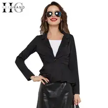 HEE GRAND Женский блейзер ассиметричное пальто осень зима одна кнопка Базовая куртка Элегантные женские блейзеры черный S-2XL WWX425