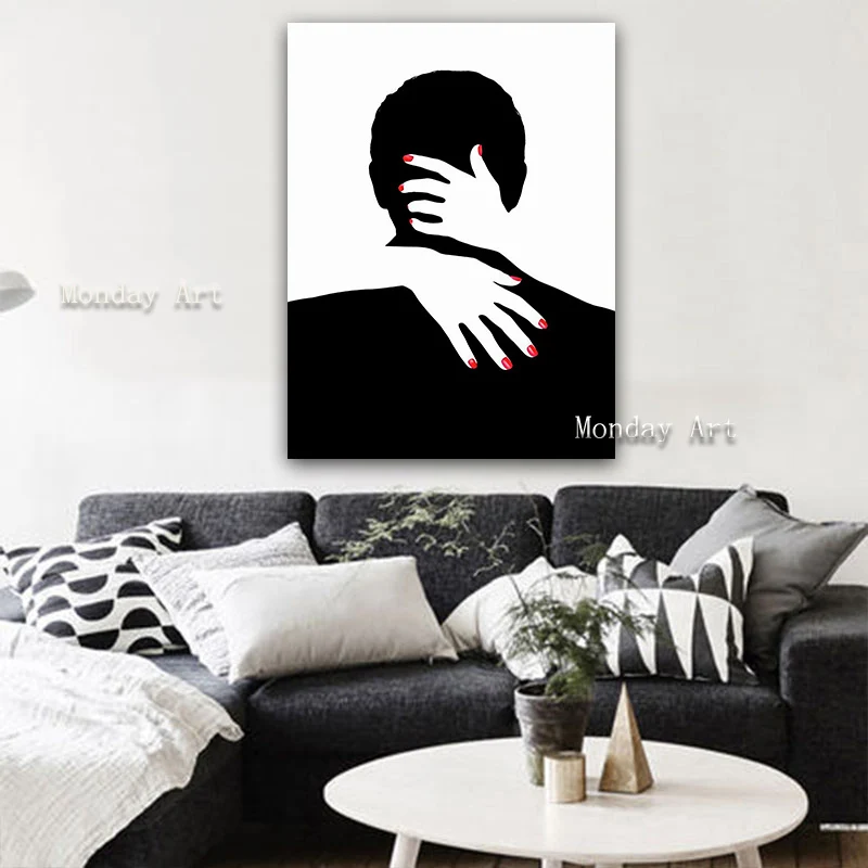 

Hot Handmade Canvas Oil Painting abstract Sexy Nude Embracing couple Pictures Ladies Body Photo Bedroom Decor Wall Art painting