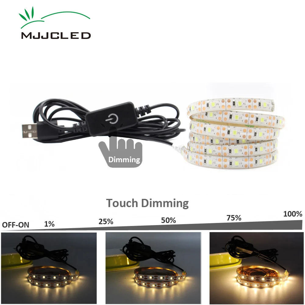 

USB LED Strip Light Dimmable DC 5V LED Stripe Touch LED Tape Waterproof 1M 2M 3M 4M 5M LED USB Ribbon for Kitchen TV Backlight