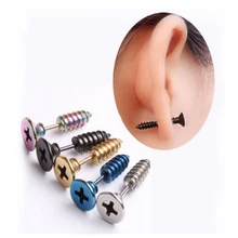 Punk Style Stainless Steel 5 Colors Stud Earrings Men s Punk Ear Jewelry Rock Gothic Unisex