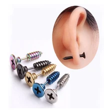 Punk Style Stainless Steel 5 Colors Stud Earrings Men’s Punk Ear Jewelry Rock Gothic Unisex Piercing Earring Free shipping