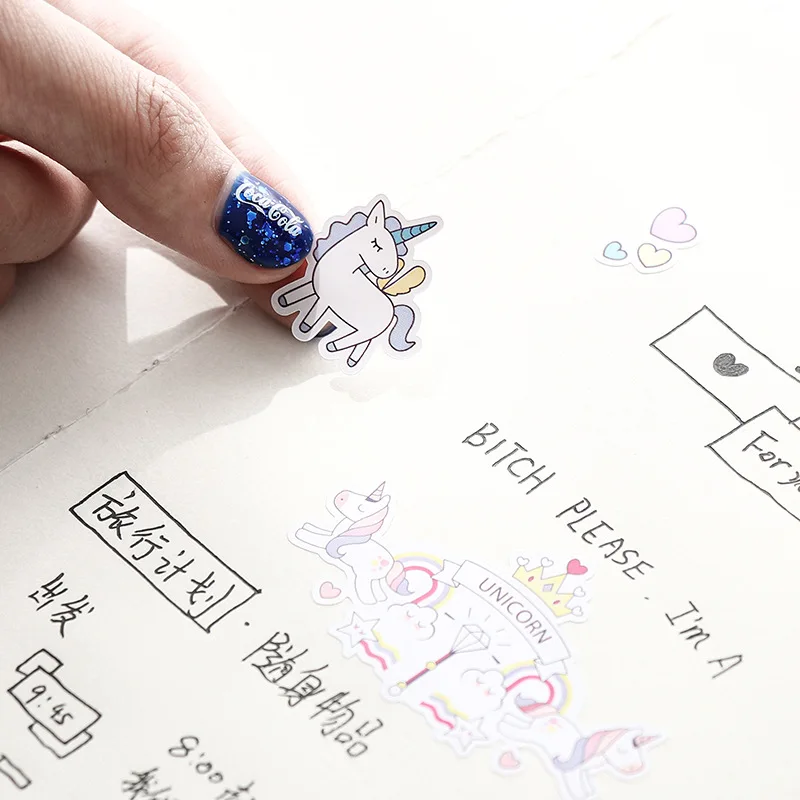 Стикер в виде единорога Корея Творческий милый мультфильм ручка украшения наклейки девушка маркер студенческие наклейки ребенок стикер