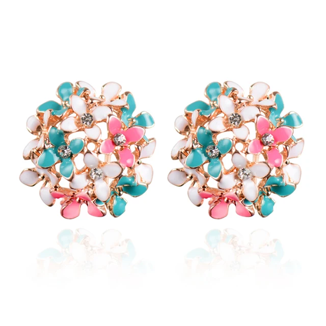 Stud Earrings With Tiny Flowers (4 colors)