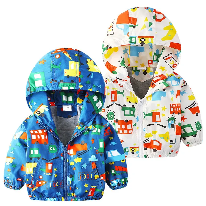 COOTELILI 80-130cm Fashion Car Printing Boys Windbreaker Children Clothes Hooded Spring Jacket For Boys Children Clothes  (8)