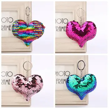 

Unisex Fashion Mermaid Sequins Pendant Bag Accessories Heart Pattern Handbag Pendent For Women Keyring Fashion Accessories