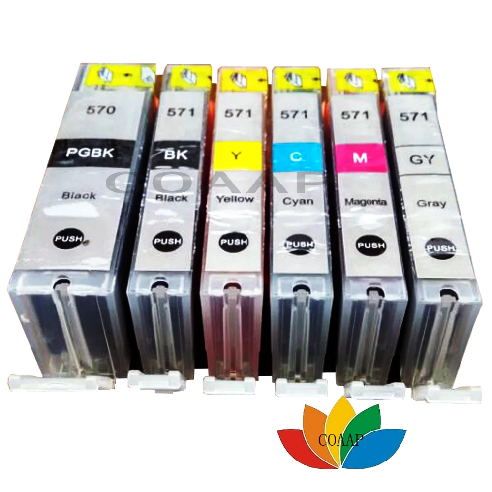 

6pack Pgi570 cli571 ink cartridge for Canon Pixma MG5700 MG5750 MG5751 MG5752 MG5753 MG6800 MG6850 for Canon PGI 571 Gray