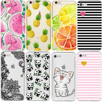 Silicon Case Cover for Coque iPhone 7 4 5S 5C SE 6 6S Plus Phone cases Soft TPU Fundas Fruit Transparent