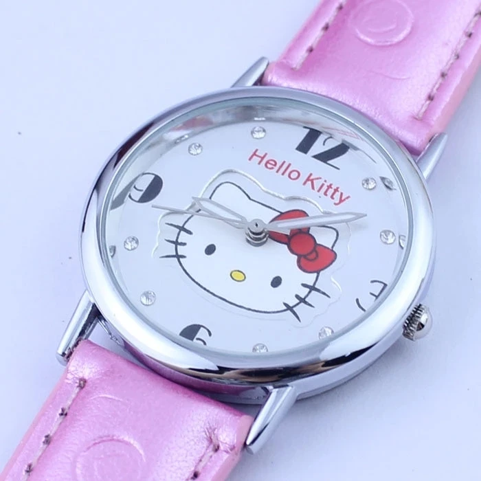 Мода новый ремень рисунок «Hello Kitty» розовый KT кот ребенок кварцевые часы