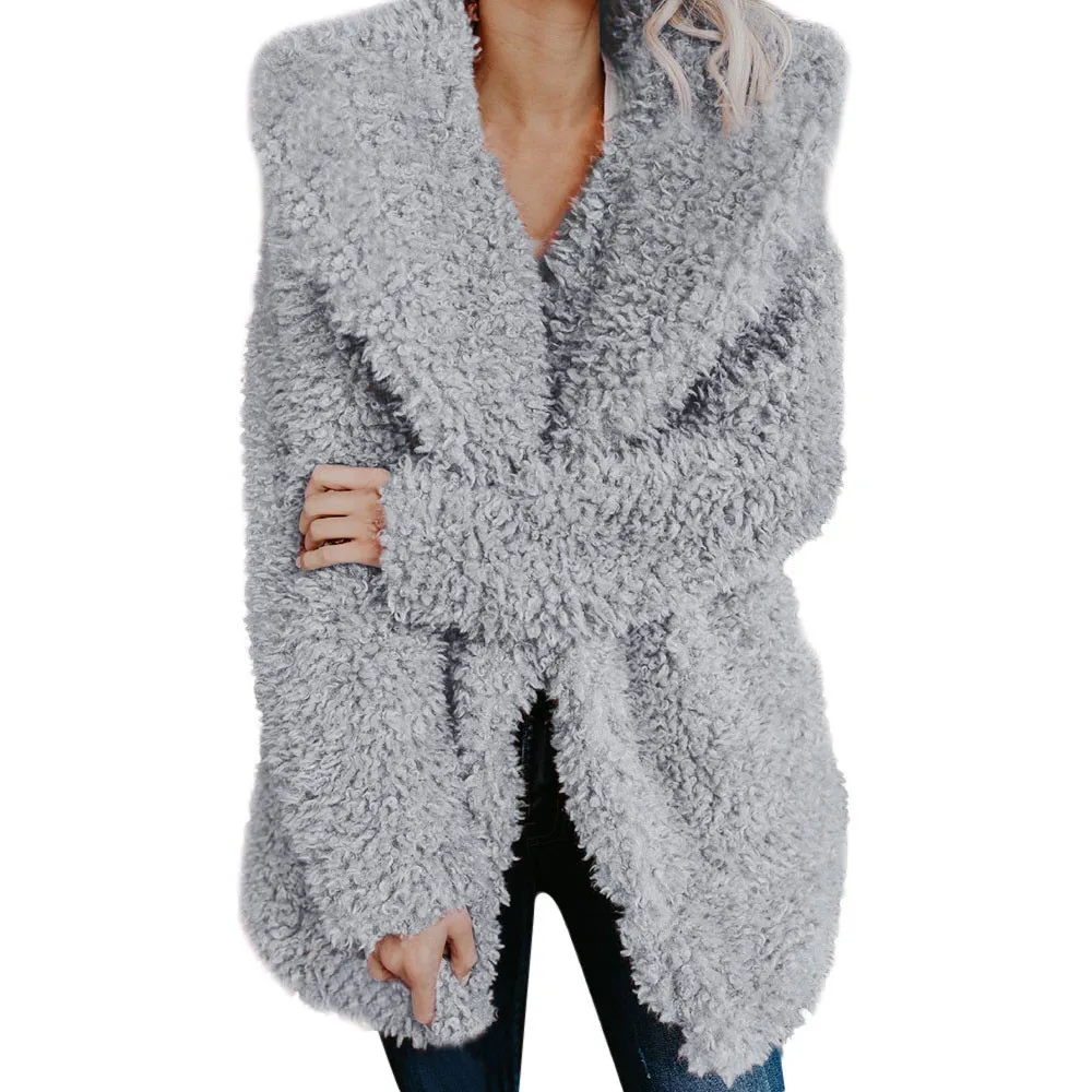 Модная женская куртка зимняя теплая толстовка шерстяная свободная длинная размера плюс женская 3,25