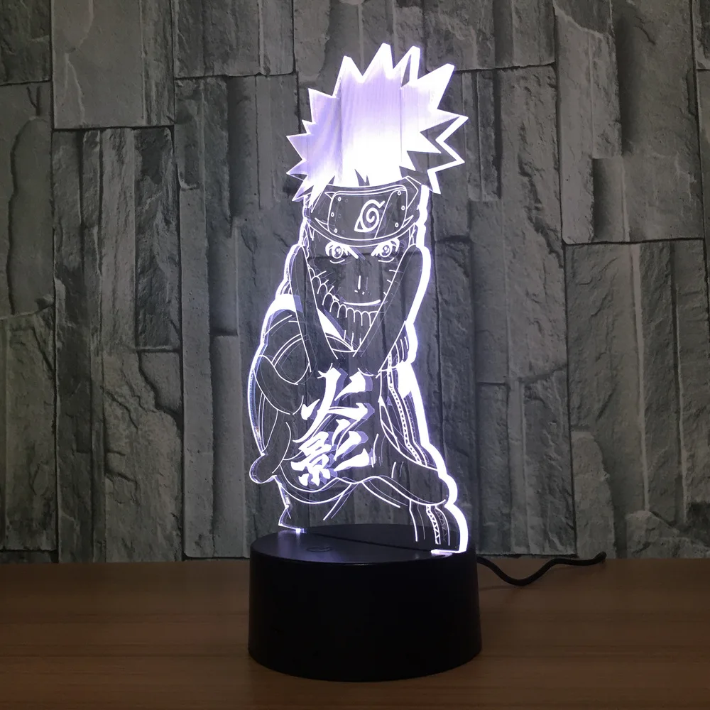 Наруто фигурку uzumaki Naruto 3D свет в ночь настольная лампа 3D лампа Новинка Ночная украшение для Рождественский подарок