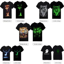 3D флуоресцентная светящаяся Мужская мягкая хлопковая черная футболка с коротким рукавом и принтом скелета