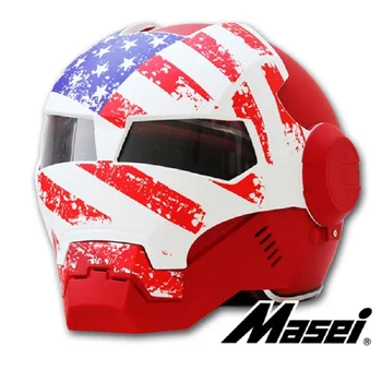

Masei 610 IRONMAN US Flag Motorcycle helmet Casque Motocoross half helmet Open face Race helmet Cycle Full face helmet woman man