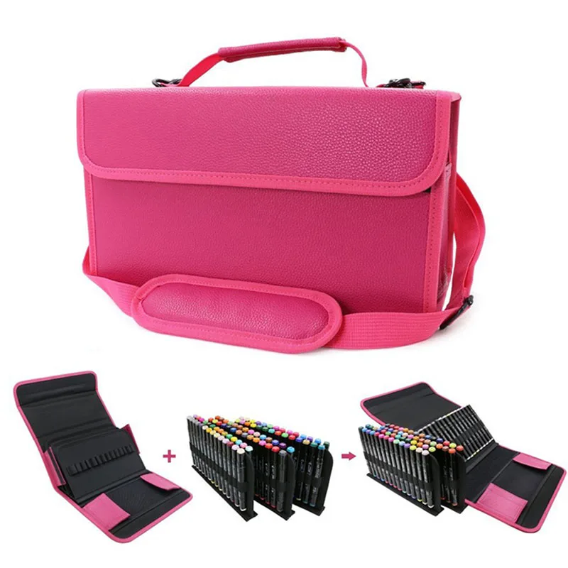 

84 Holes Portable PU Leather School Pencils Case Large Capacity Pencil Bag For Colored Pencils For Painting Art Supplies