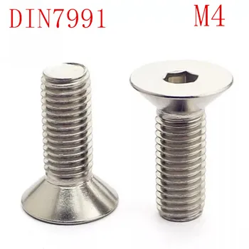 

50pcs/lot DIN7991 M4*20 m4x20 A2 stainless steel Hex socket flat head countersunk screw