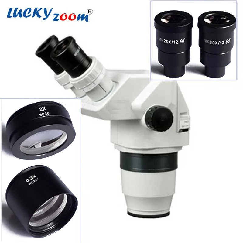 Lucky Zoom Brand 2X-180X Ultimate Binocular Stereo Zoom Microscope Head + Microscope Eyepiece Auxillary Lens SZ0.3X SZ2.0X