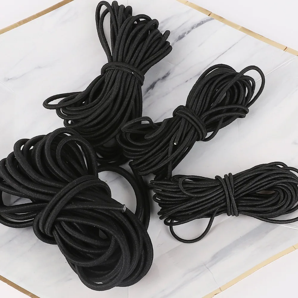 2 м/уп. черные круглые разных размеров эластичная лента эластичная канатная Резиновая лента эластичная линия DIY Швейные аксессуары