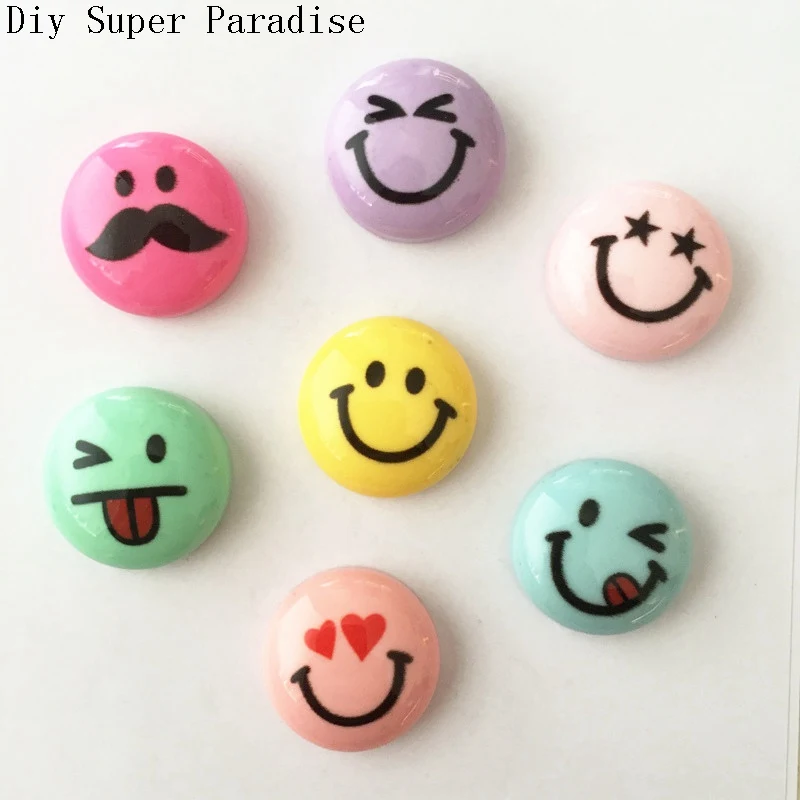 

New 8pcs 20mm Round Resin Lovely Smiling Face Stone Flatback Scrapbook DIY Craft K49