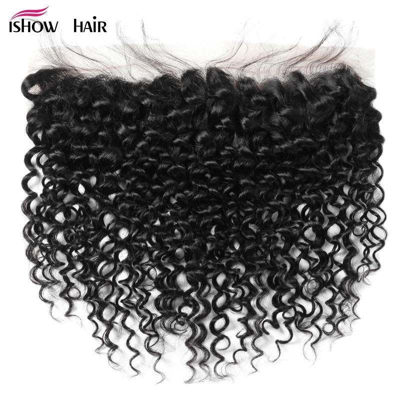 

Ishow Malaysian Curly Frontal With Baby Hair 13X4 Ear to Ear Lace Frontal Closure Natural Black Non Remy Human Hair Lace Closure