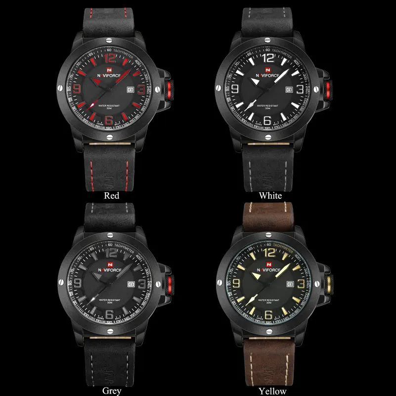 Naviforce Китай топ бренда спортивные часы Для мужчин 30 м Водонепроницаемый Пояса из