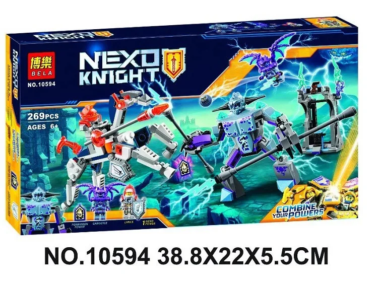 

Bela 10594 Block 269Pcs Nexus Knights Building Blocks set Lance vs. Lightening Kids gift bricks toy compatible with Lepin 70359