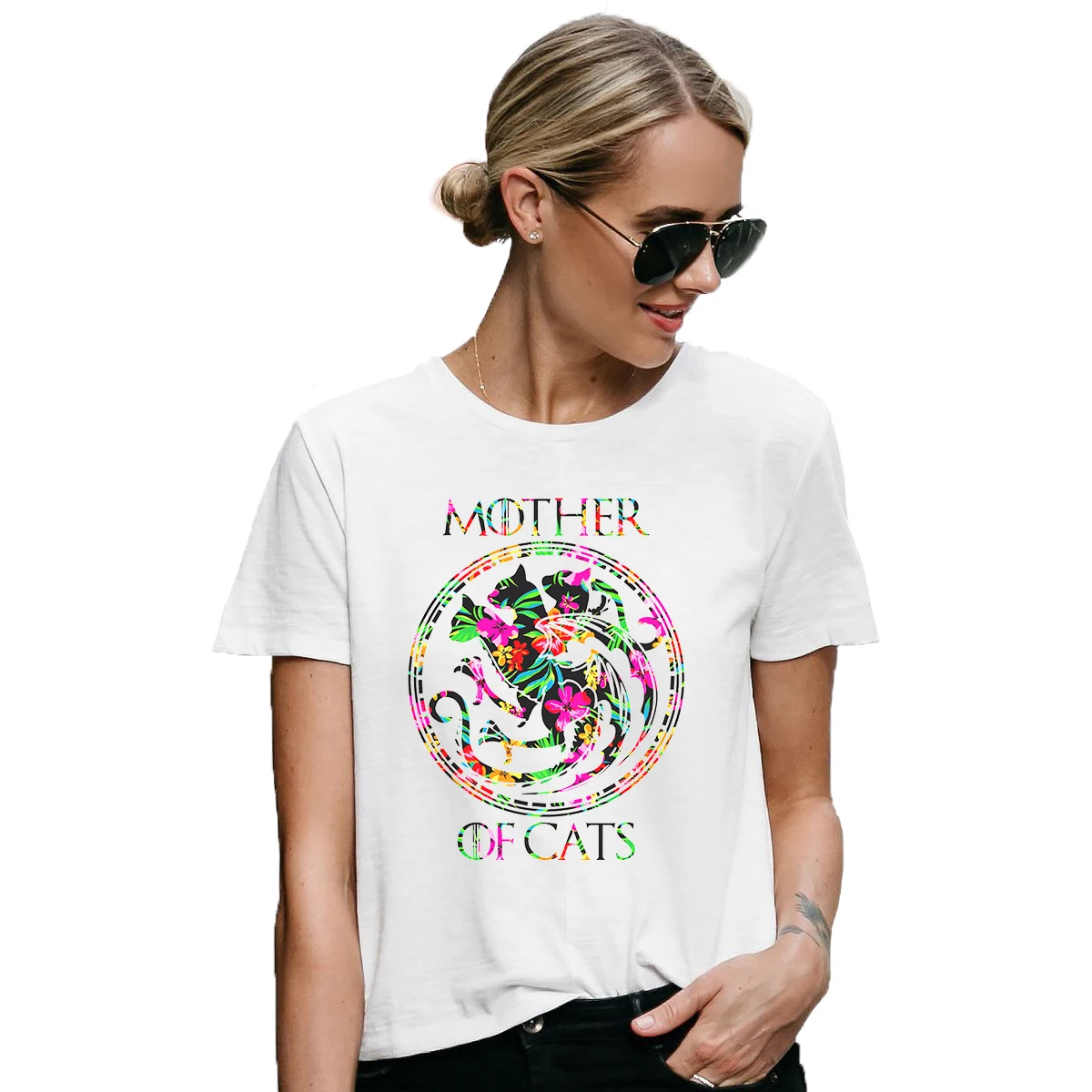 

GLENN BERGER Mother of Cats Casual Vogue harajuku Women Tshirt&Unisex Short Sleeve Tee Plus Size Loose Female T-Shirt top