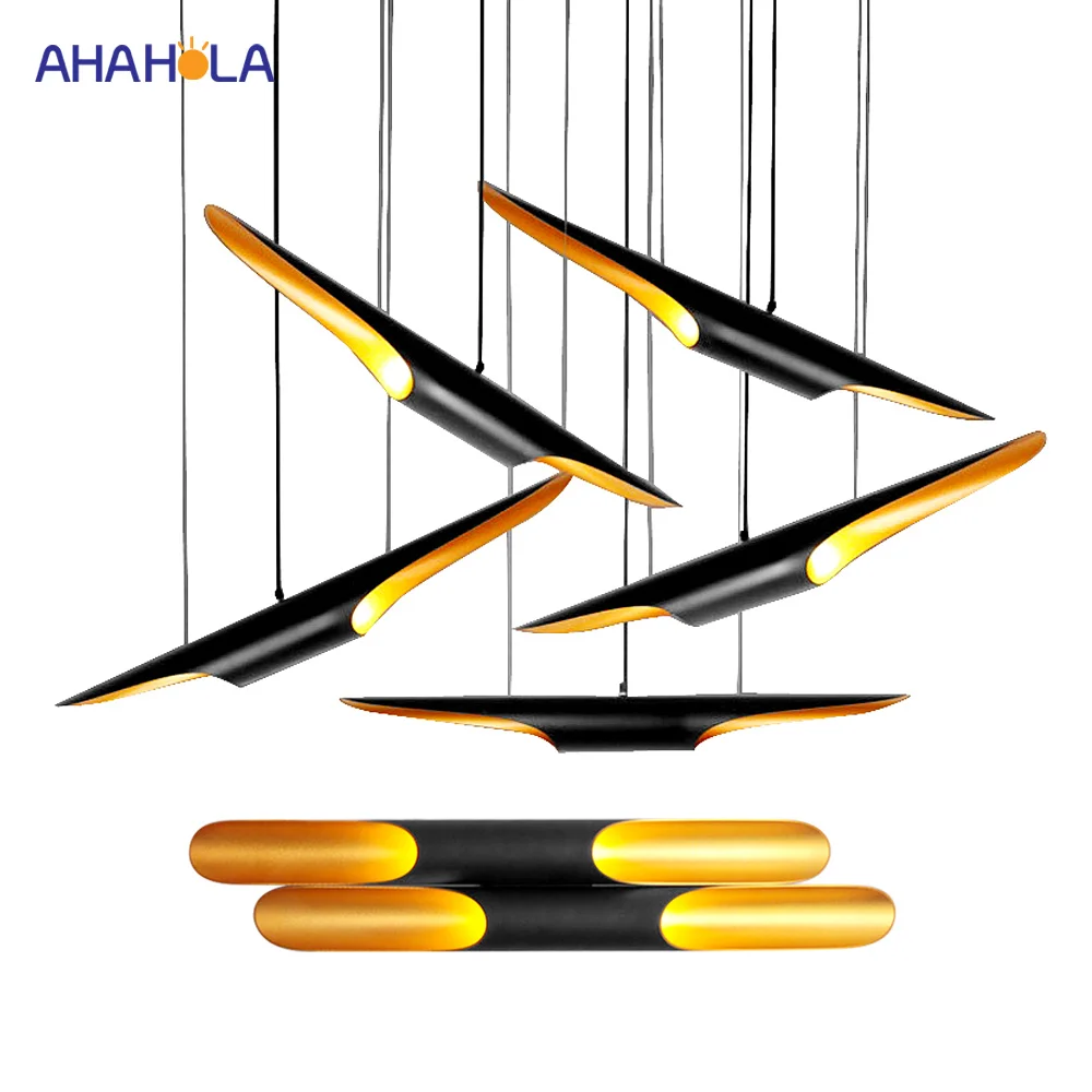 

Modern Hanging Pendant Lighting Fixtures Black Gold Lampshade Nordic Pendant Lights Dining Room Bar Kitchen Home Deco Hanglamp