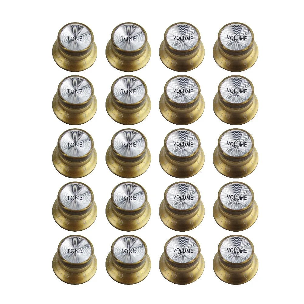 

NEW 20PCS 10T10V Tone Volume Speed Control Electric Guitar Knobs Gold for LP/SG Guitar Parts