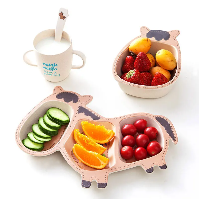 Bamboo Baby Dishes Bowl Cup Plates Sets 5pc/set Sub-grid Cartoon Tableware Creative Gift For Infant Toddler Children Dinnerware Bamboo Baby Dishes Bowl Cup Plates Sets 5pc/set Sub-grid Cartoon Tableware Creative Gift For Infant Toddler Children Dinnerware
