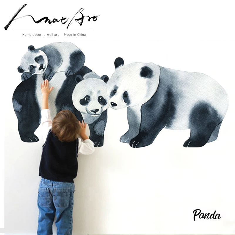 

Panda animal wall sticker Black and white modern baby room decoration nordic style kids decor diy art love family vinilo pared