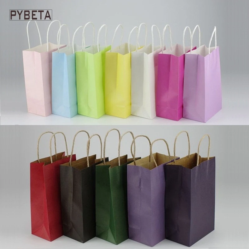 20pcs 21*13cm+8cm Lovely Kraft Paper Bag Cosmetic Gift Packaging Bag