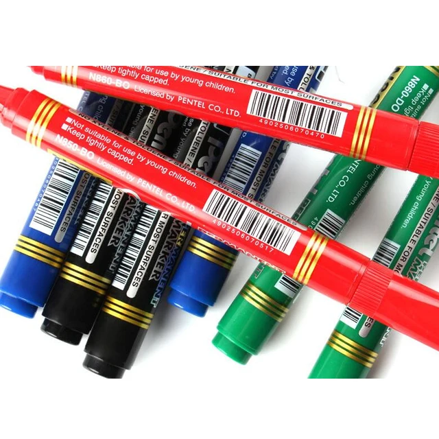 Pentel N850 Marcatore Permanente Nero - Confezione Da 12 Pezzi, Punta 4.5 Mm Per Scrittura Precisaa - Foto 3