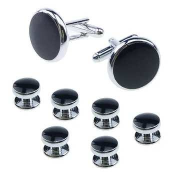 

8pcs Luxury Fashion Round Plated Cufflinks Arm Buttons for Women Men Business Shirts Cuff Links Studs Wedding Jewelry