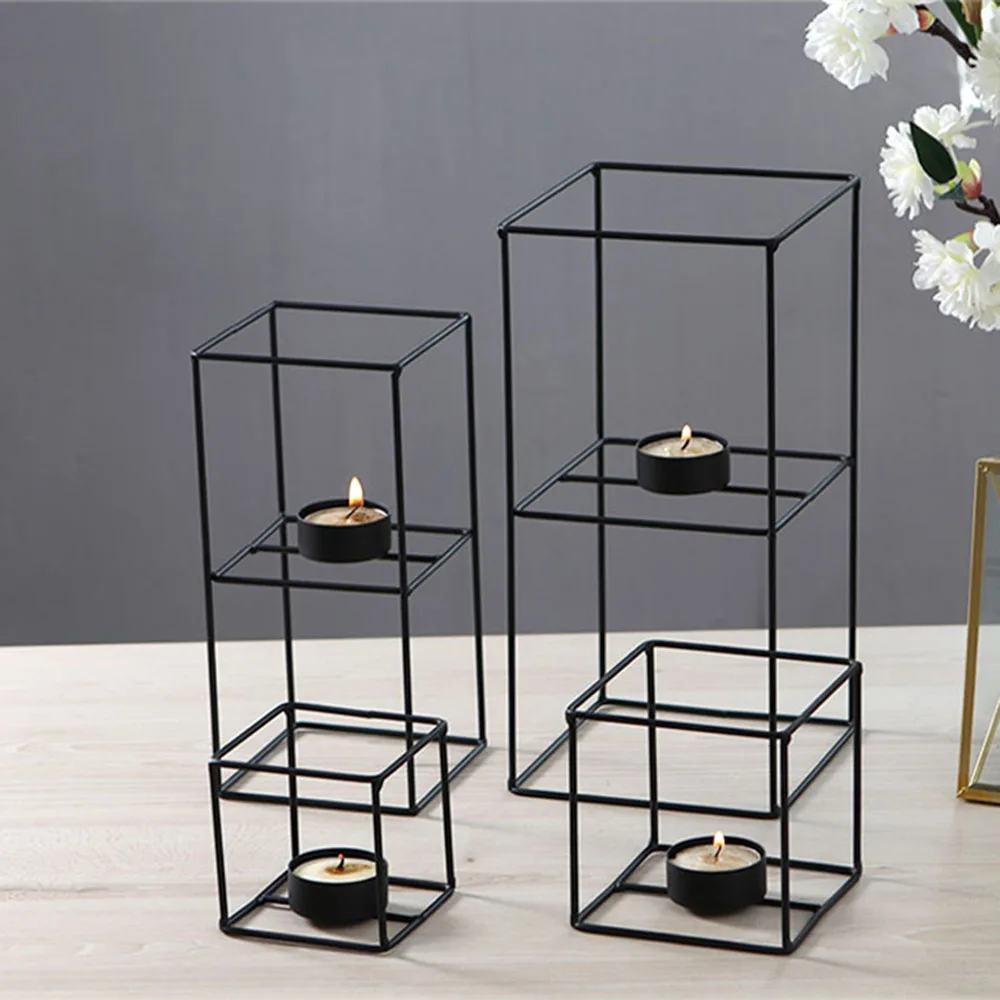 

Modern Creative Minimalist Geometric Lines Candlestick Square Bracket Moroccan Candlestick Ornament Decoration